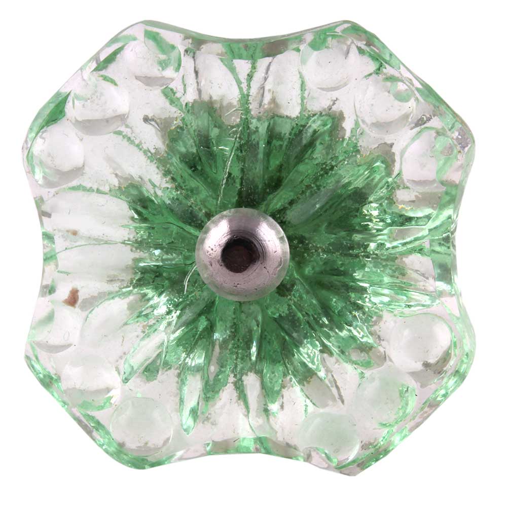 Mint Green Square Glass Flower Knobs